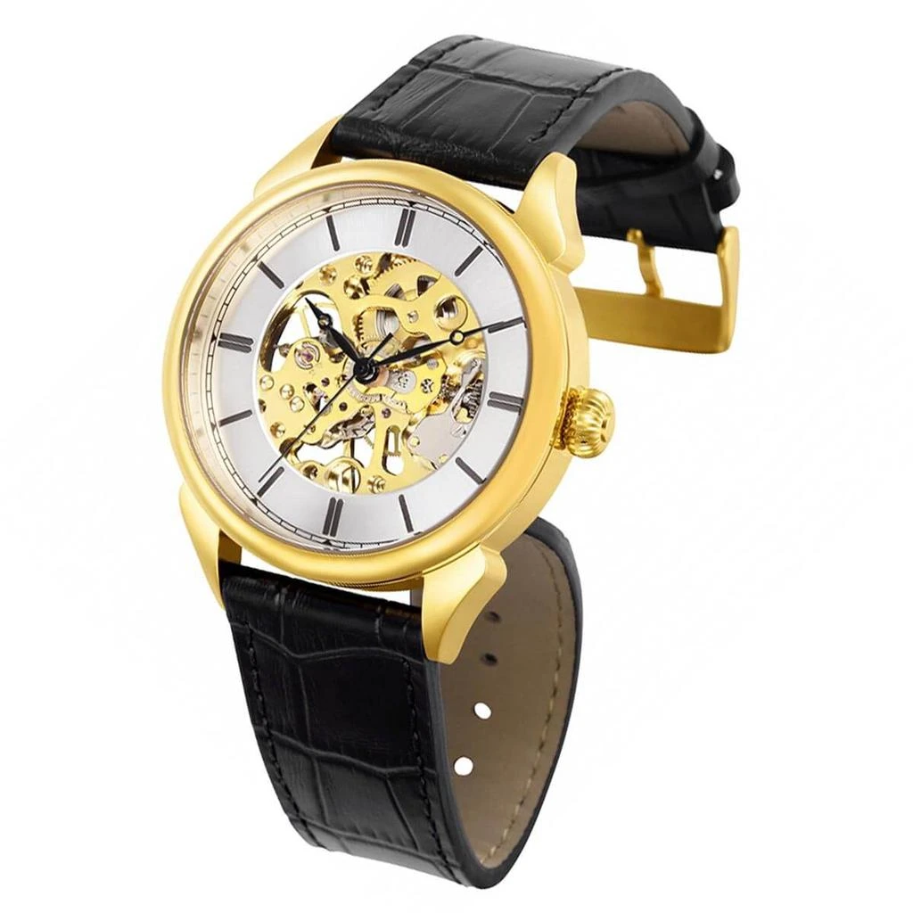 商品Invicta|Invicta Men's Mechanical Watch - Vintage Yellow Gold Case Black Leather Strap | 38172,价格¥412,第2张图片详细描述