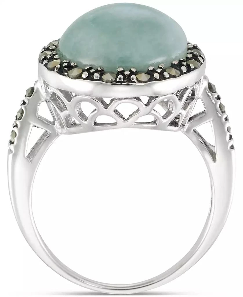 商品Macy's|Jade & Marcasite (3/8 ct. t.w.) Statement Ring in Sterling Silver,价格¥374,第3张图片详细描述