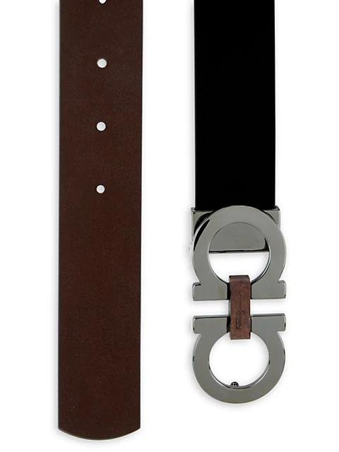 Adjustable & Reversible Gancini Buckle Belt with Briarwood Detail商品第2张图片规格展示