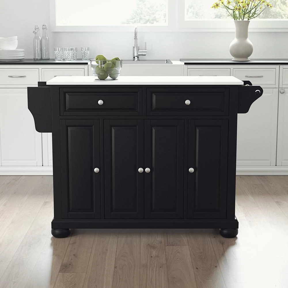 商品Crosley Furniture|Alexandria Stone Top Full Size Kitchen Island/Cart Black/White,价格¥5442,第2张图片详细描述
