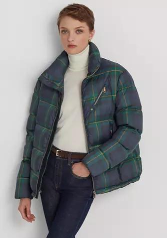 Plaid Quilted Down Coat商品第1张图片规格展示