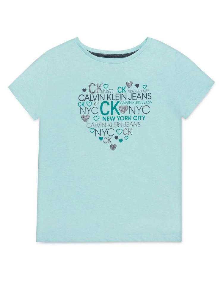 商品Calvin Klein|Girl's Logo Heart Cotton Tee,价格¥45,第1张图片