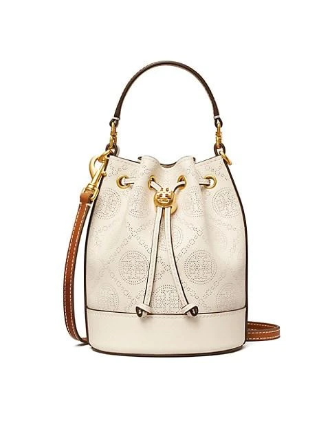 商品Tory Burch|T Monogram Perforated Leather Mini Bucket Bag,价格¥3369,第1张图片