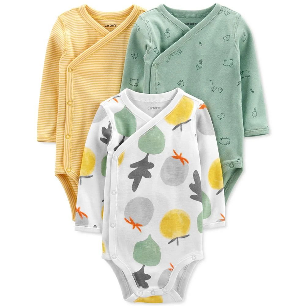 商品Carter's|Baby Boys or Girls 3-Pack Fruit, Animal & Striped Side-Snap Bodysuits,价格¥216,第1张图片