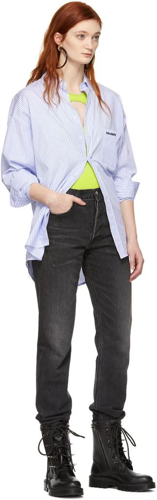 White & Blue Stripe Metal Ring Shirt 商品