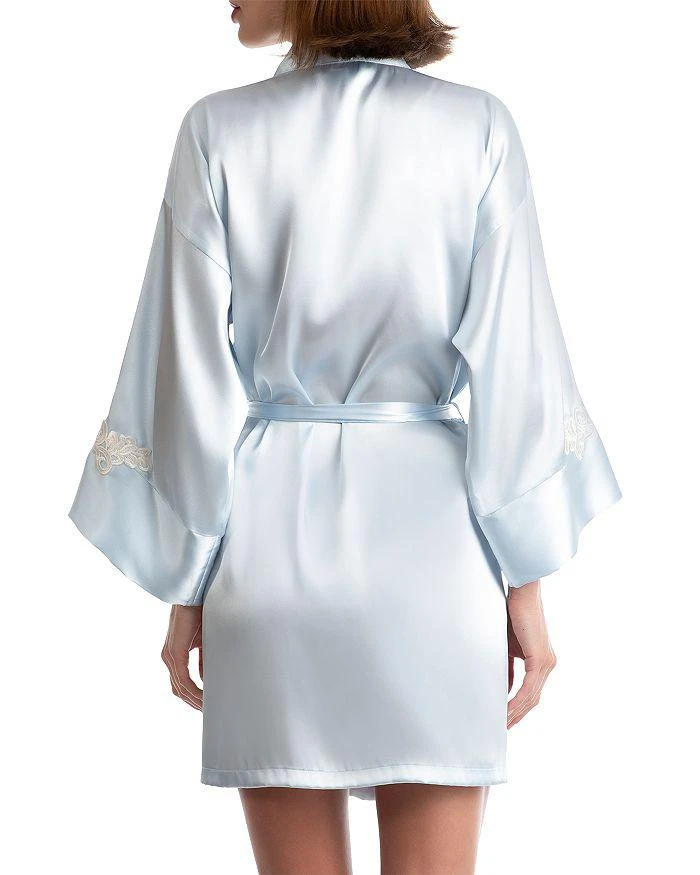 商品In Bloom|Ophelia Blue Satin Lace Trim Wrap Robe,价格¥323,第3张图片详细描述