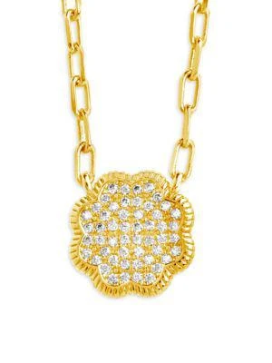 商品Sterling Forever|Raemy 14K Goldplated & Cubic Zirconia Pendant Necklace,价格¥243,第3张图片详细描述