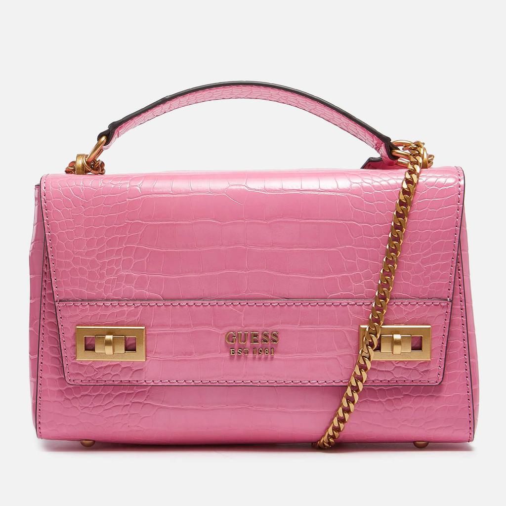 Guess Women's Katey Croc Flap Shoulder Bag - Bright Pink商品第1张图片规格展示