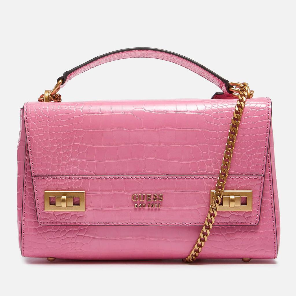 商品GUESS|Guess Women's Katey Croc Flap Shoulder Bag - Bright Pink,价格¥1091,第1张图片