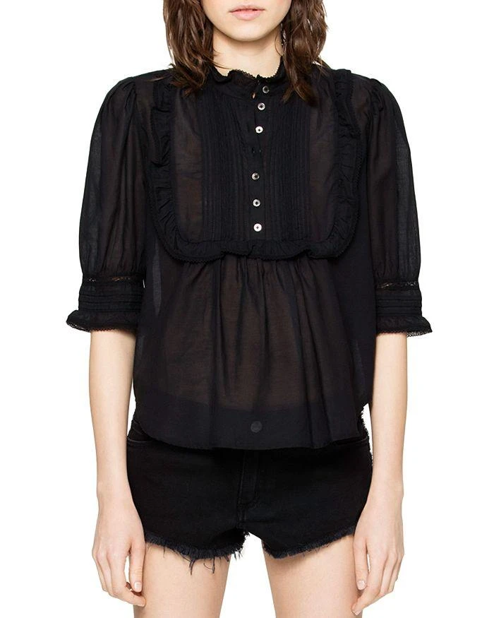 商品Zadig&Voltaire|Tix Lace-Trim Top,价格¥1333,第1张图片