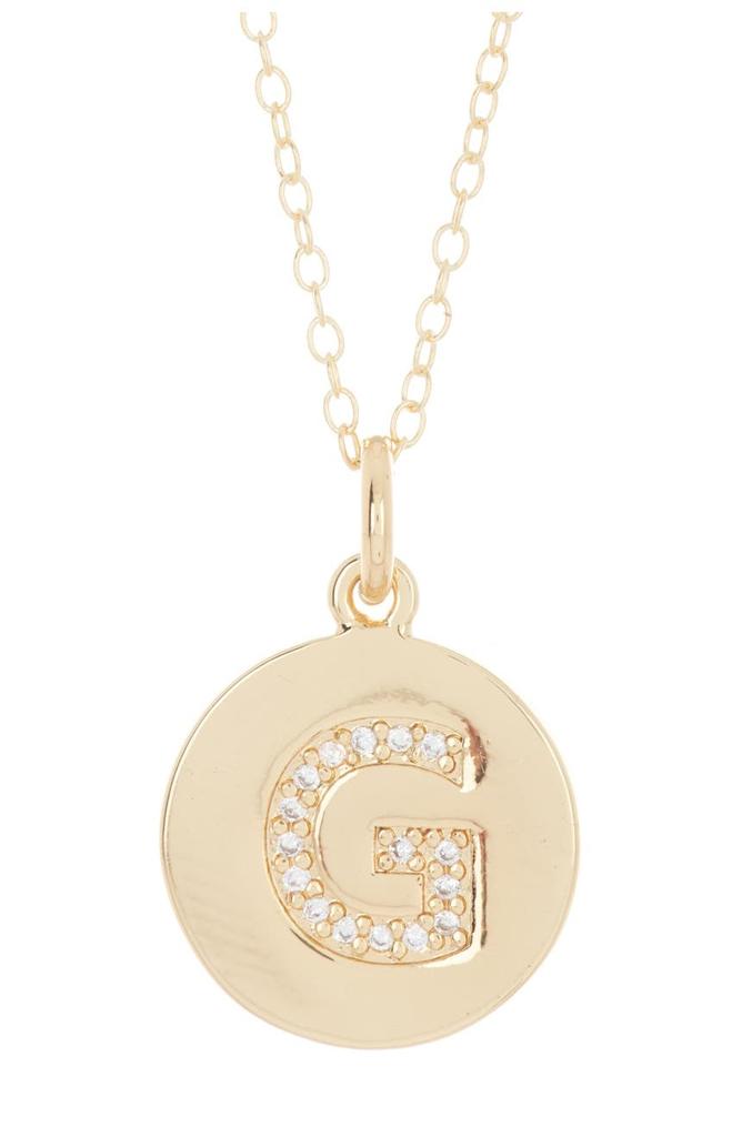 14K Gold Plated Cubic Zirconia Initial Disc Pendant Necklace商品第8张图片规格展示