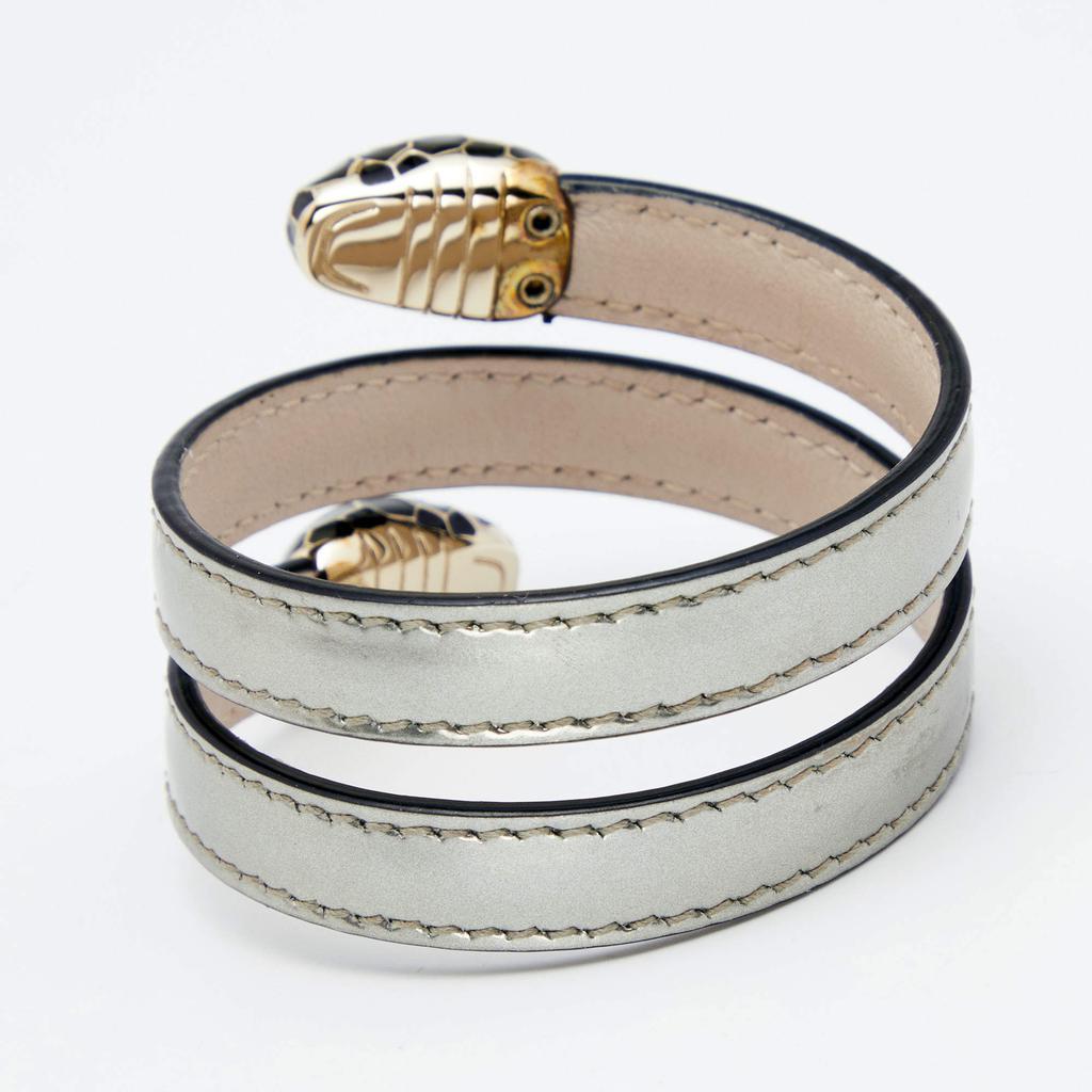 商品[二手商品] BVLGARI|Bvlgari Serpenti Forever Silver Leather Cleopatra Wrap Bracelet,价格¥2738,第5张图片详细描述