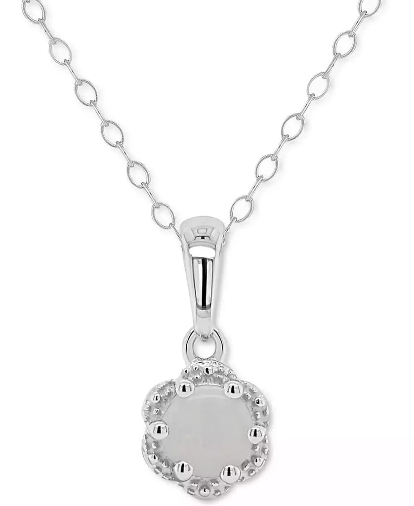 商品Macy's|Aquamarine Solitaire 18" Scalloped-Edge Pendant Necklace (3/8 ct. t.w.) in Sterling Silver (Also in Opal),价格¥421,第1张图片