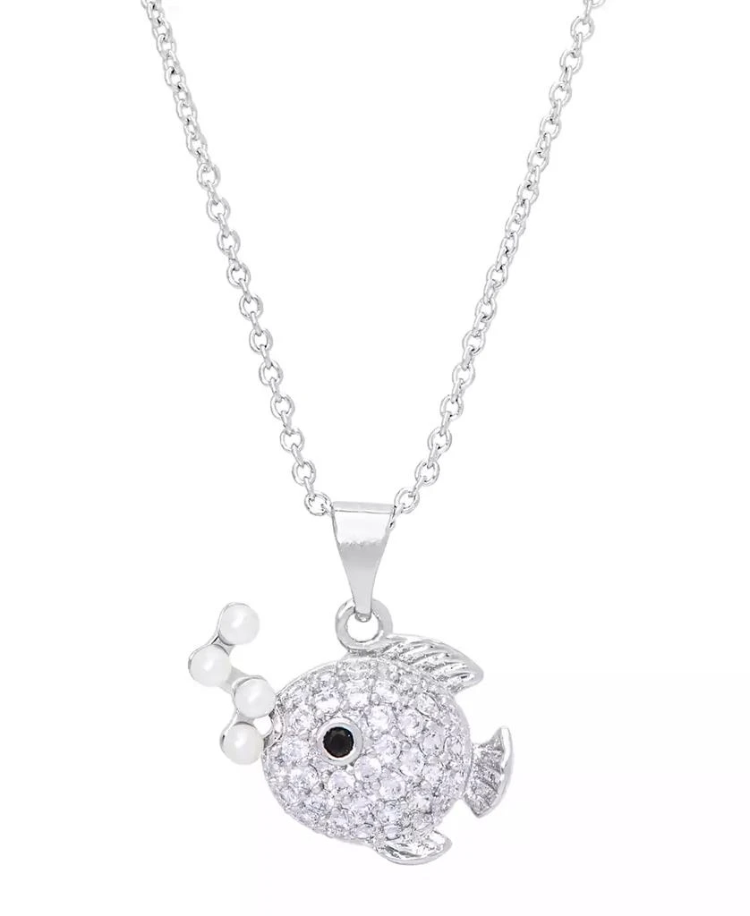 商品Macy's|Simulated Pearl Cubic Zirconia Fish Pendant 18" Necklace in Silver Plate,价格¥449,第1张图片