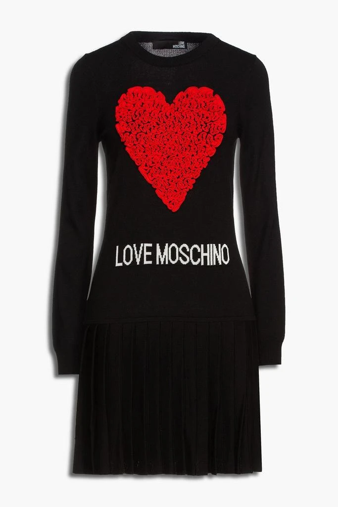 商品Love Moschino|Appliquéd intarsia wool-blend mini dress,价格¥1253,第3张图片详细描述