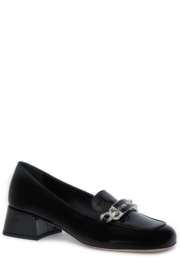 商品Miu Miu|Miu Miu Logo-Plaque Slip-On Loafers,价格¥4839,第2张图片详细描述