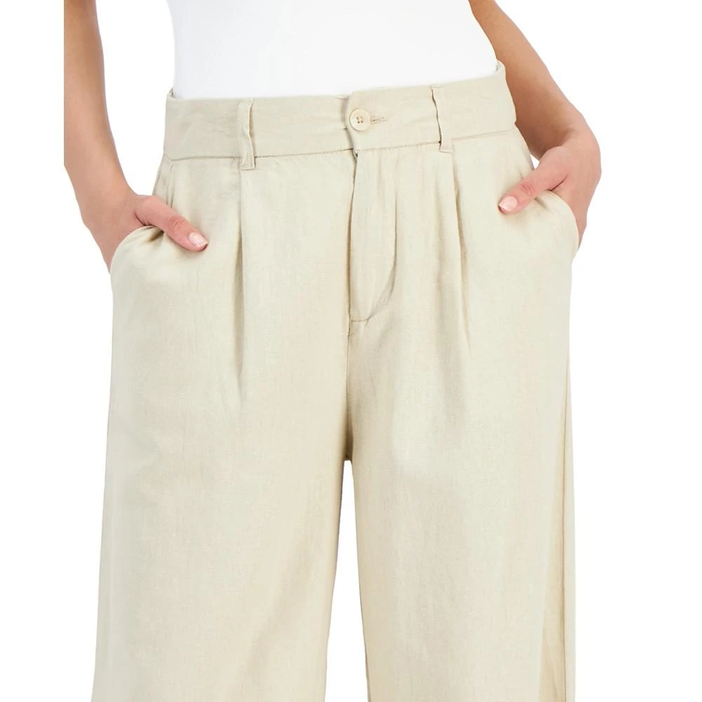 商品Rewash|Juniors' High-Rise Linen Wide-Leg Pleat-Front Trouser Pants,价格¥173,第4张图片详细描述