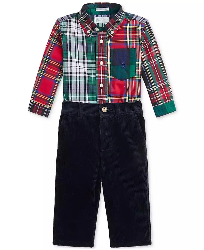 商品Ralph Lauren|Baby Cotton Plaid Shirt & Corduroy Pants Set,价格¥422,第1张图片