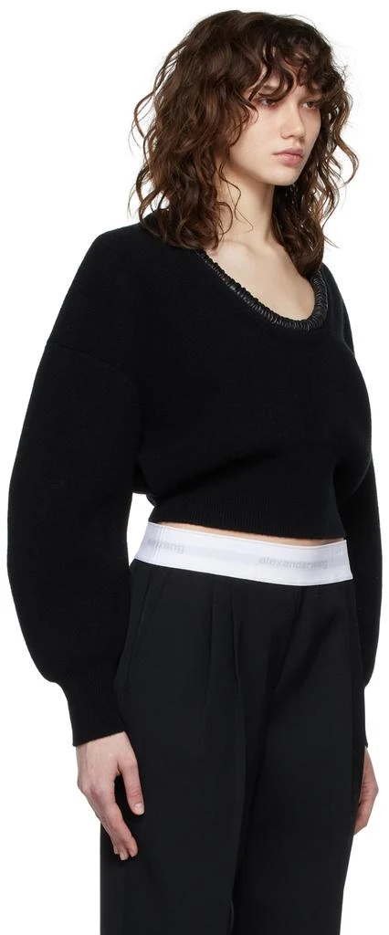 商品Alexander Wang|Black Ruched Leather Crewneck Sweater,价格¥1174,第2张图片详细描述