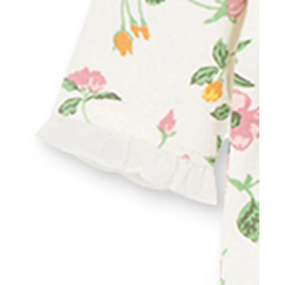 商品Little Me|Baby Girls Floral Footed Coverall and Hat, 2 Piece Set,价格¥96,第4张图片详细描述