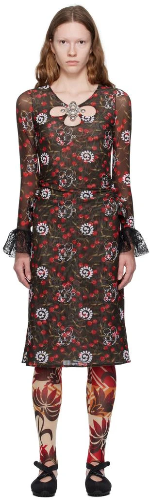 商品CHOPOVA LOWENA|Black Windsucker Cherry Midi Dress,价格¥2137,第1张图片