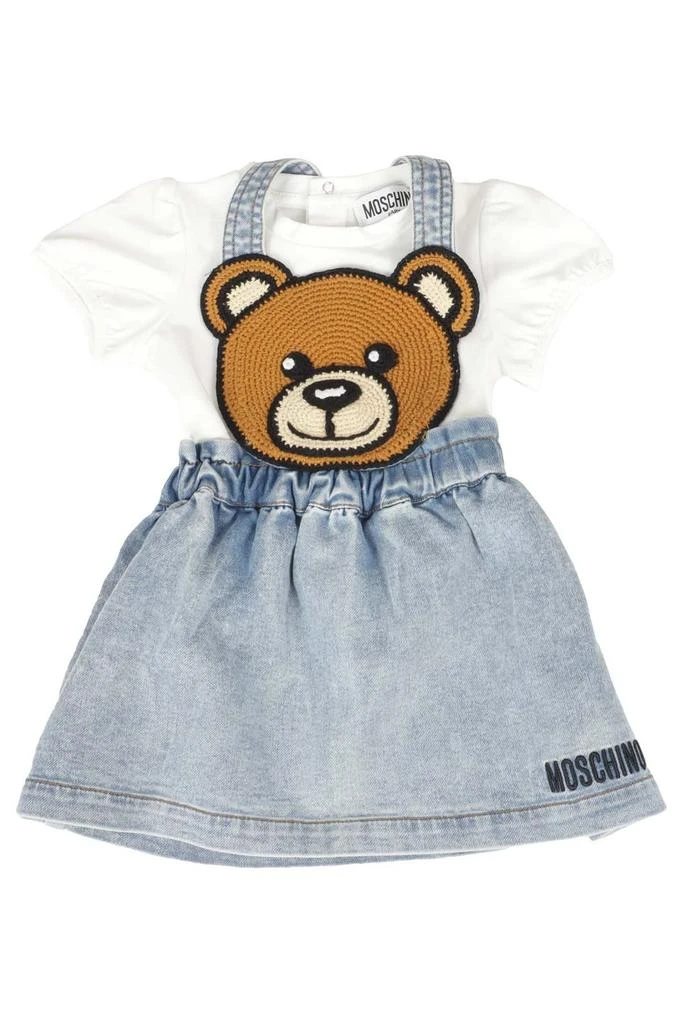 商品Moschino|Moschino Kids Logo-Printed Teddy Bear Denim Dress Set,价格¥1110,第1张图片
