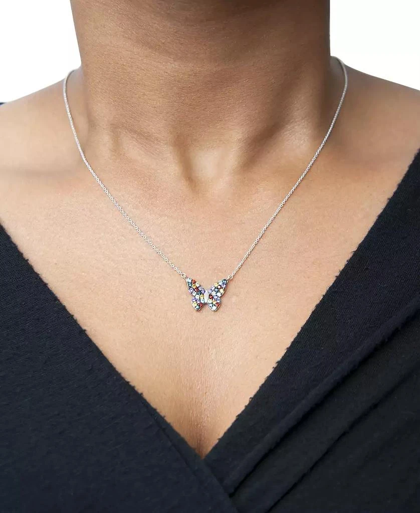 商品Macy's|Multi-Gemstone Butterfly 17" Pendant Necklace (7/8 ct. t.w.) in Sterling Silver,价格¥2205,第2张图片详细描述