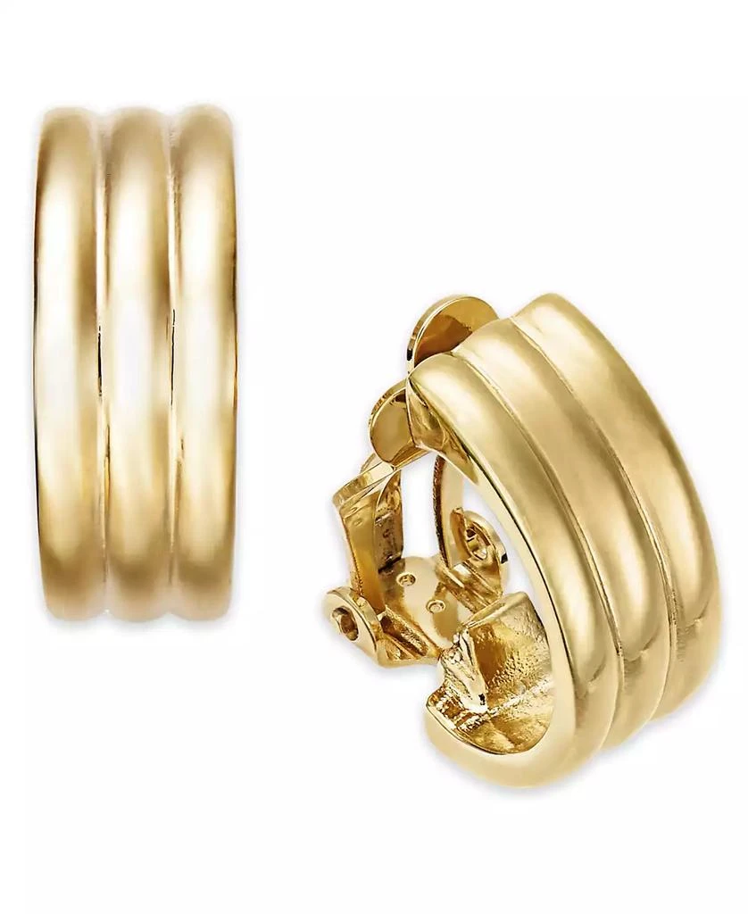 商品Ralph Lauren|Gold-Tone Ribbed Hoop Clip-On Earrings,价格¥241,第1张图片