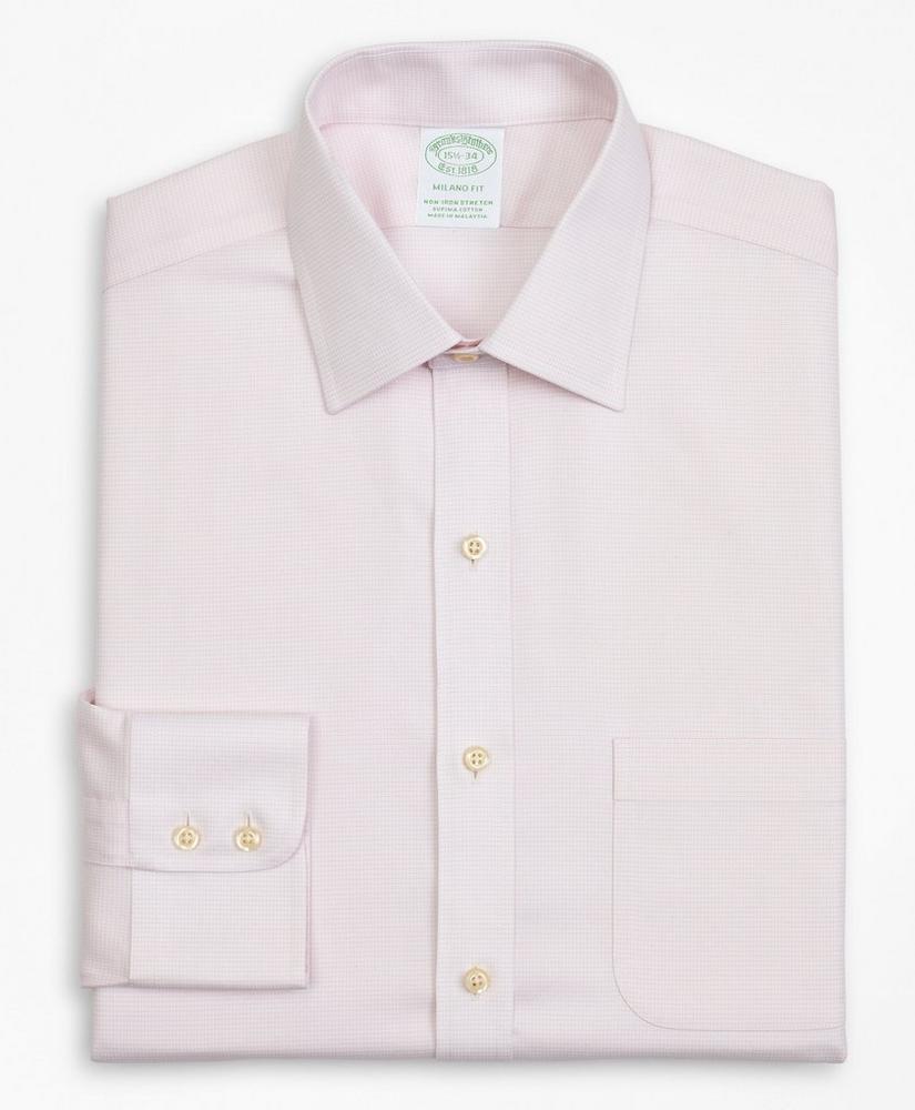商品Brooks Brothers|Stretch Milano Slim-Fit Dress Shirt, Non-Iron Twill Ainsley Collar Micro-Check,价格¥525,第4张图片详细描述