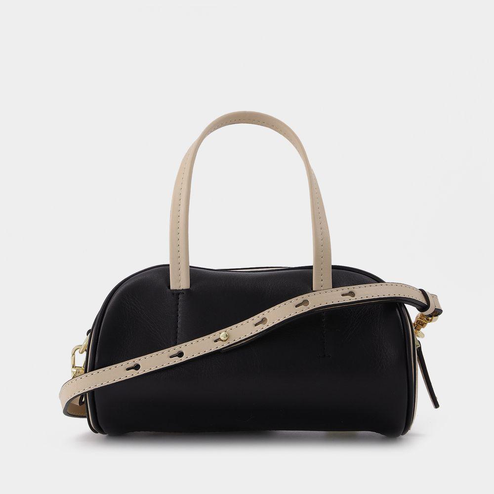 Hourglass Bag in Ivory and Black Leather商品第3张图片规格展示