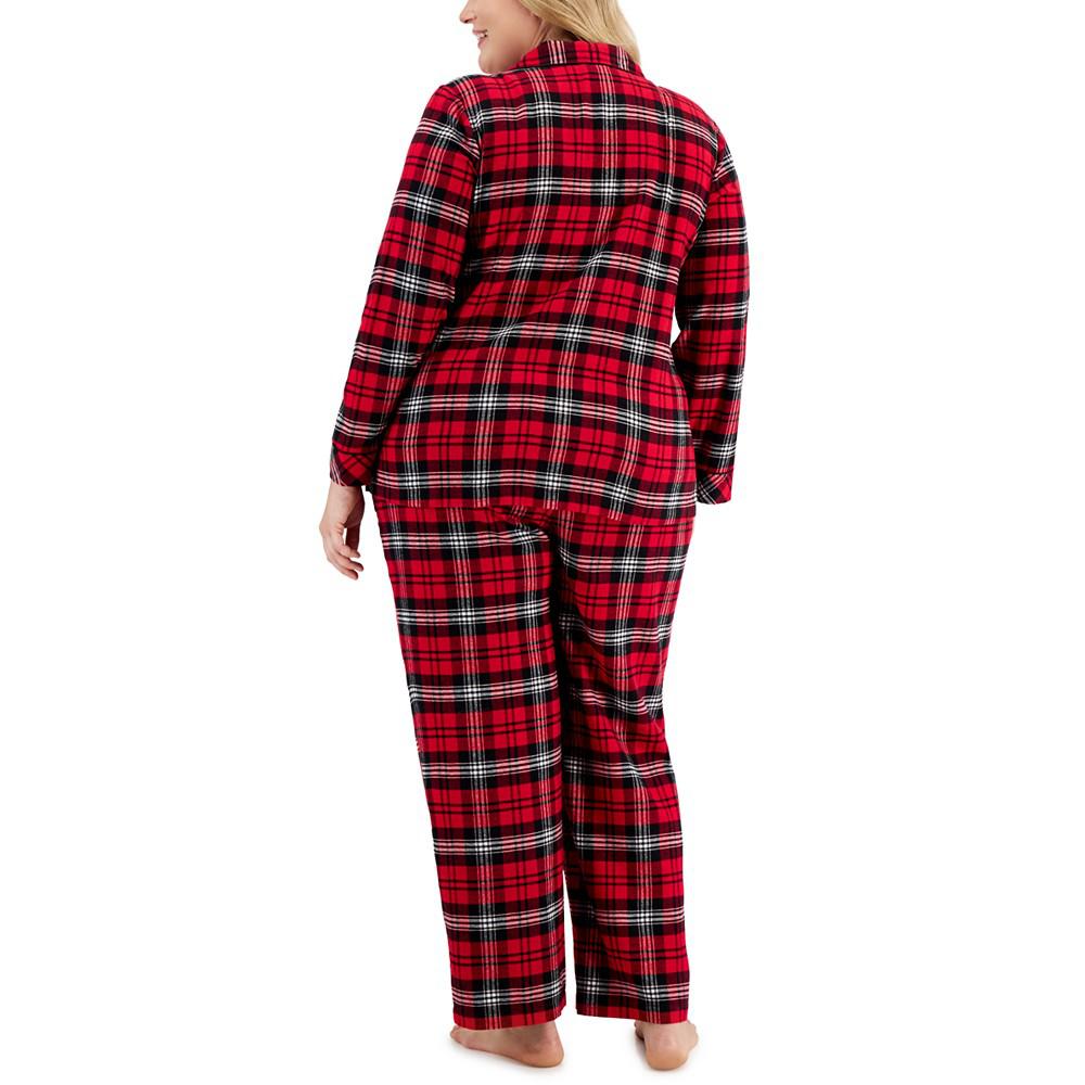 Plus Size Cotton Flannel Pajamas Set, Created for Macy's商品第3张图片规格展示