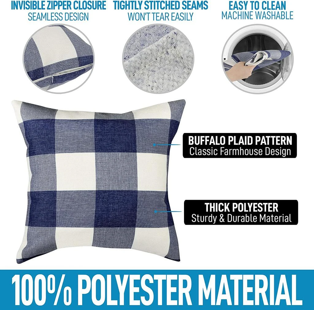 商品Zulay Kitchen|Pack of 2 Buffalo Plaid Throw Pillow Covers (18x18 Inch),价格¥165,第2张图片详细描述