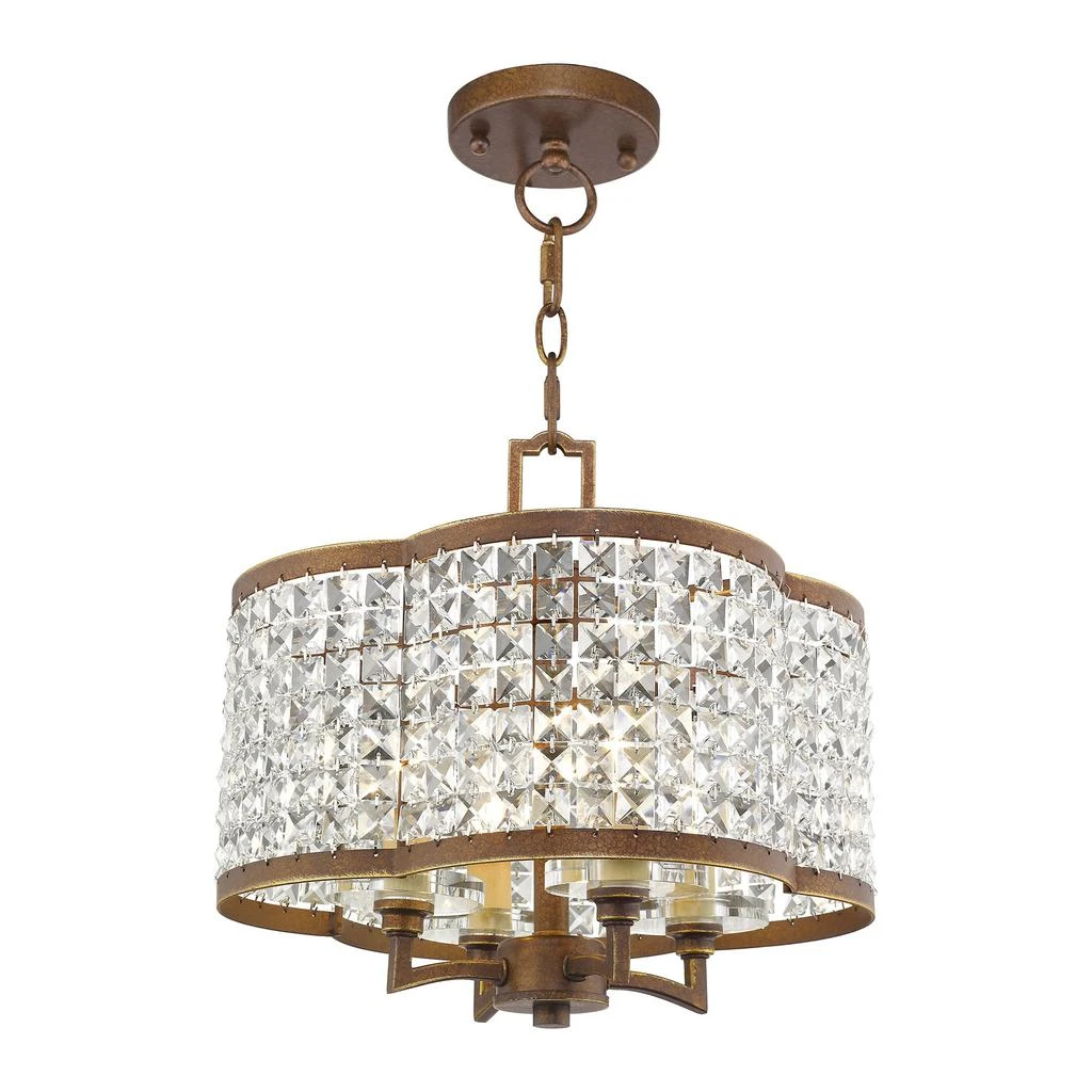 商品Livex Lighting|Four Light Hand Painted Palacial Bronze Convertible Mini Chandelier/Ceiling Mount,价格¥7356,第3张图片详细描述