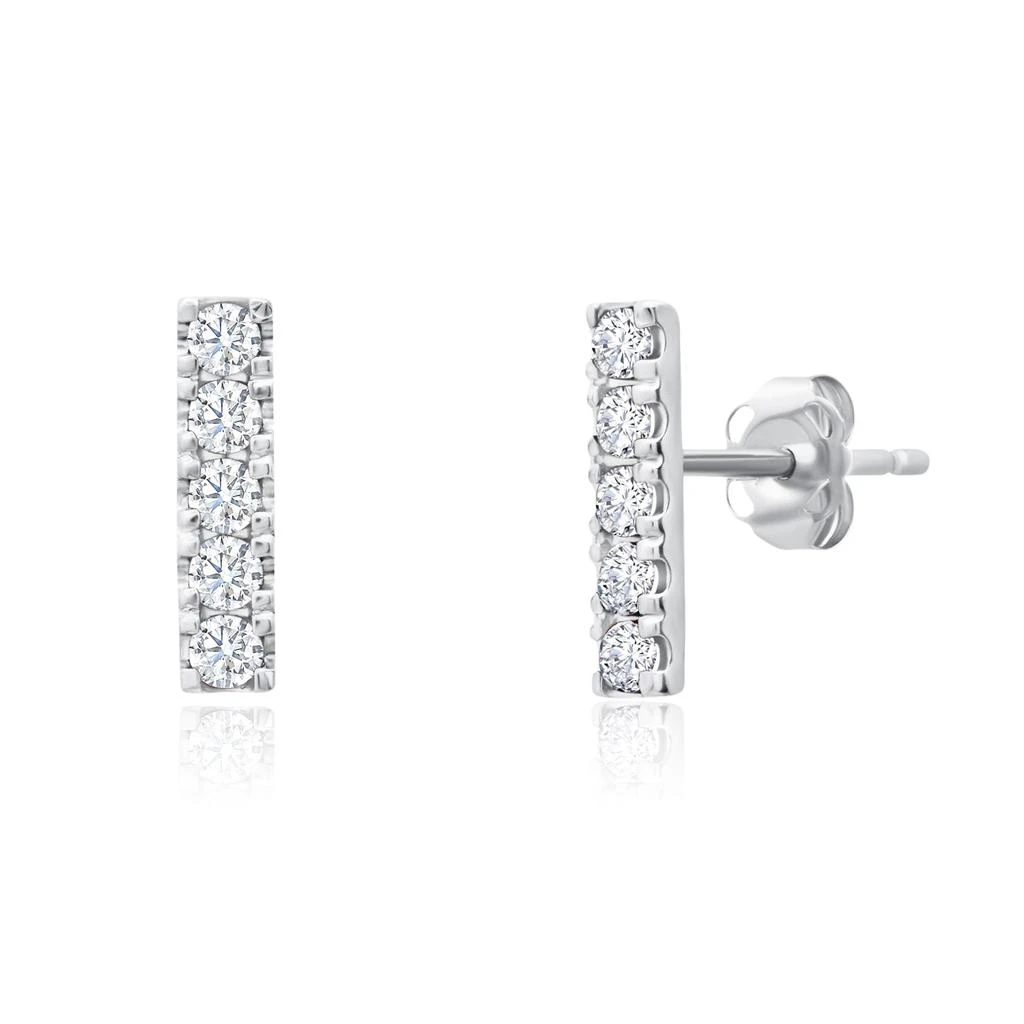 商品MAXCOLOR|14k White Gold Small 2mm Gemstone Bar Stud Earrings with Push Backs,价格¥787,第5张图片详细描述