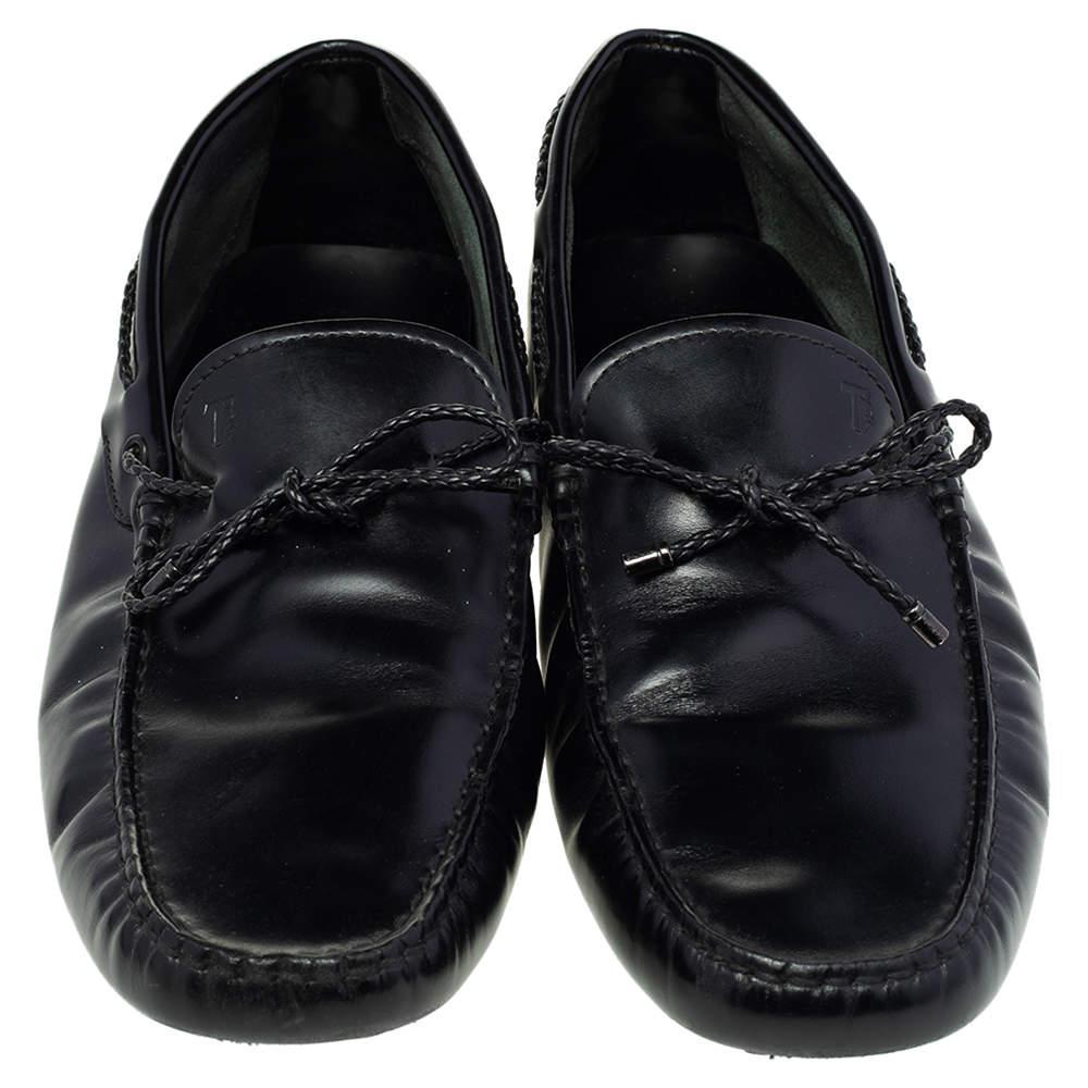 商品[二手商品] Tod's|Tod's Black Leather Bow Slip-On Loafers Size 44,价格¥1928,第5张图片详细描述