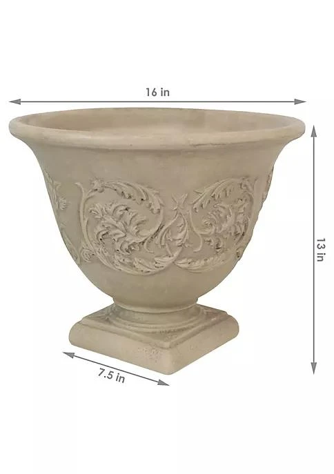 商品belk|Decor 16 In Darcy Dual Wall Polyresin Planter And Uv Resistance   Beige,价格¥486,第5张图片详细描述