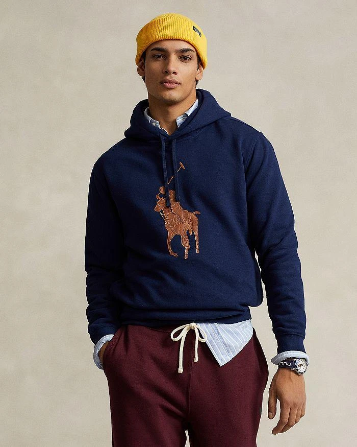 商品Ralph Lauren|RL Fleece Leather Big Pony Hooded Sweatshirt,价格¥1070,第1张图片详细描述