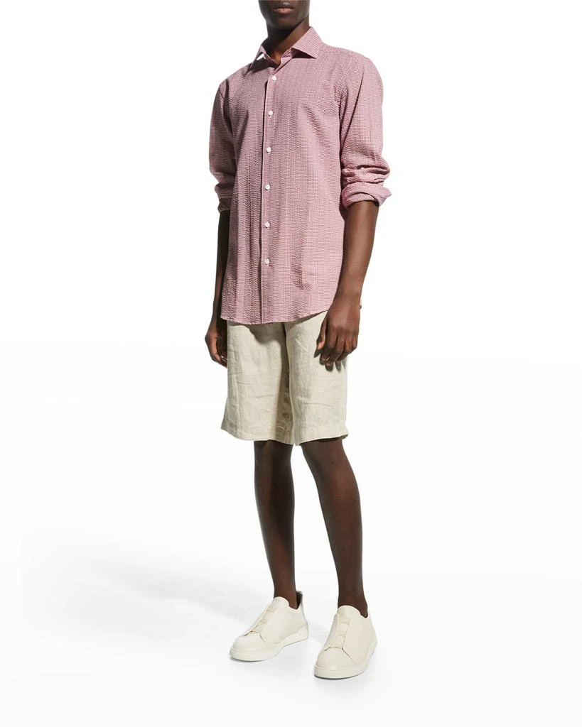 商品Zegna|Men's Seersucker Check Sport Shirt,价格¥1862,第3张图片详细描述