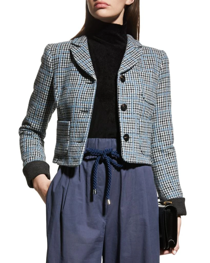 商品Emporio Armani|Cropped Plaid Wool Jacket,价格¥6142,第1张图片