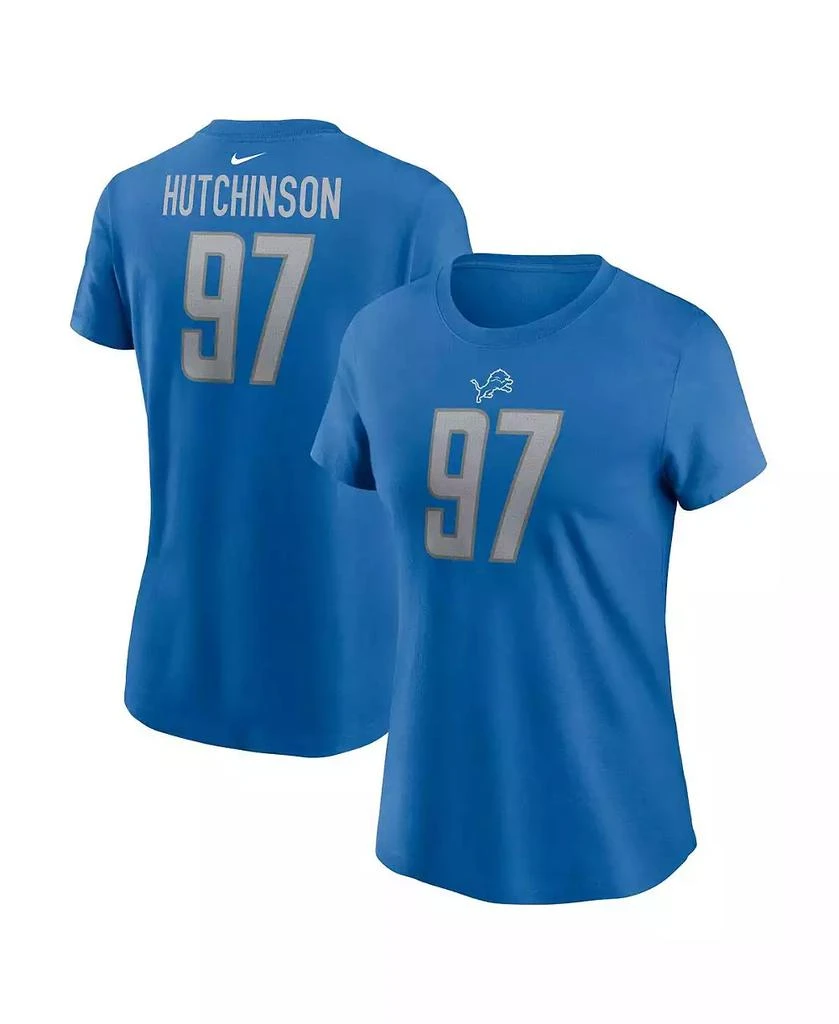 商品NIKE|Women's Aidan Hutchinson Blue Detroit Lions Player Name and Number T-shirt,价格¥225,第1张图片