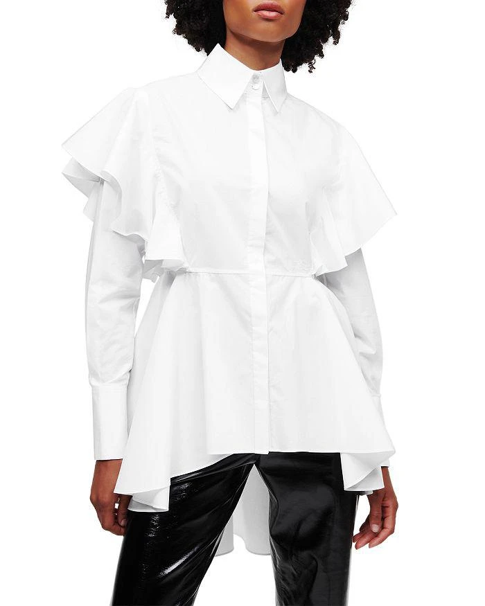 商品Karl Lagerfeld Paris|Ruffle Poplin Shirt,价格¥1119,第1张图片