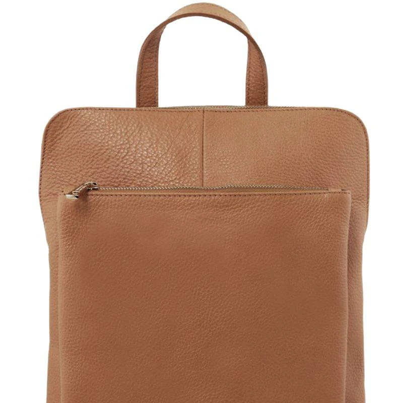 商品Sostter|Camel Unisex Soft Pebbled Leather Pocket Backpack | Byeyl,价格¥869,第1张图片