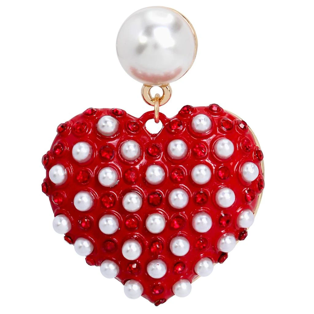 商品Betsey Johnson|Pearl Heart Drop Earrings,,价格¥180,第2张图片详细描述