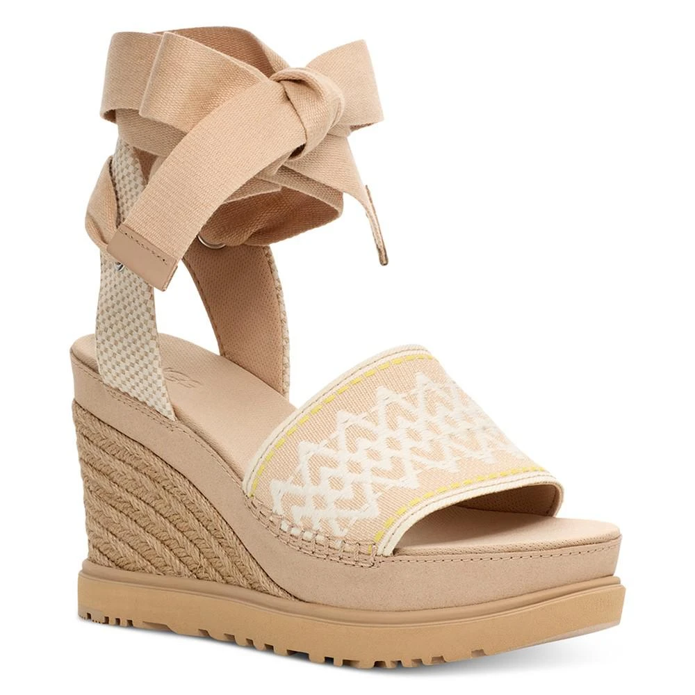 商品UGG|Women's Abbot Ankle-Tie Espadrille Platform Wedge Sandals,价格¥776,第1张图片