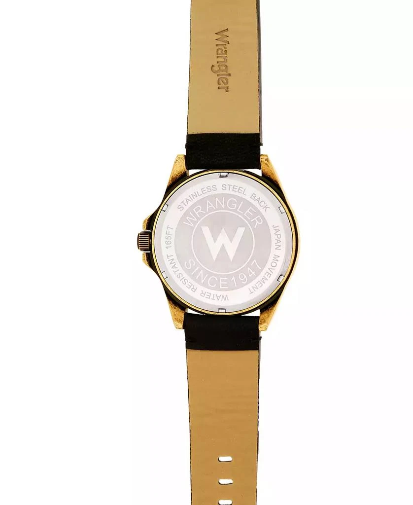 商品Wrangler|Men's Watch, 48MM Antique Brass Case, Black Dial with Bronze Arabic Numerals, Brown Strap, Analog Watch, Red Second Hand, Date Function,价格¥487,第4张图片详细描述