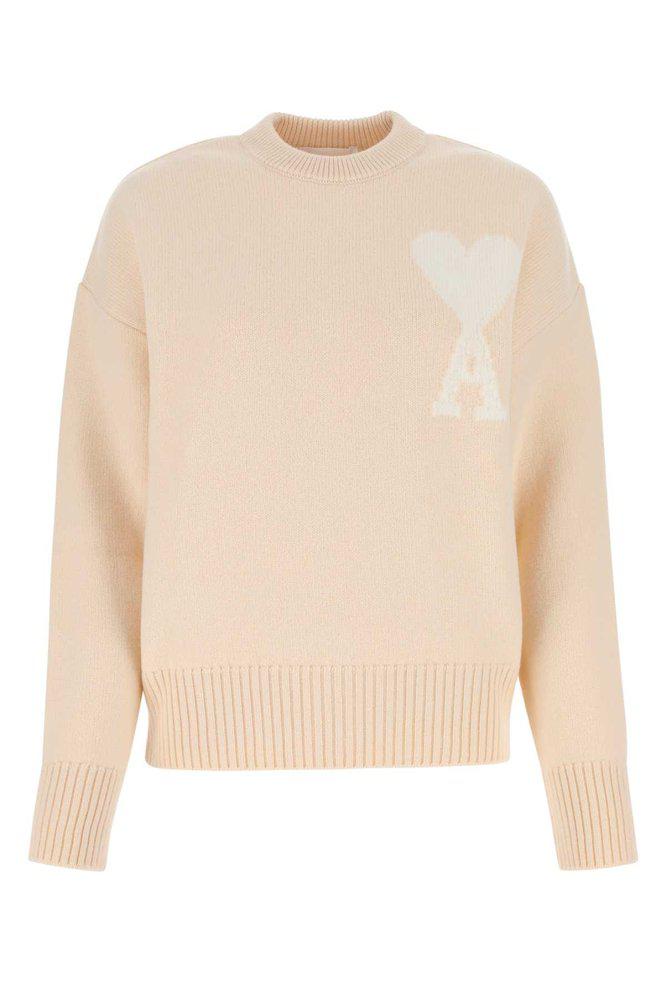 AMI Paris Ami De Coeur Logo Intarsia Crewneck Knitted Jumper商品第1张图片规格展示