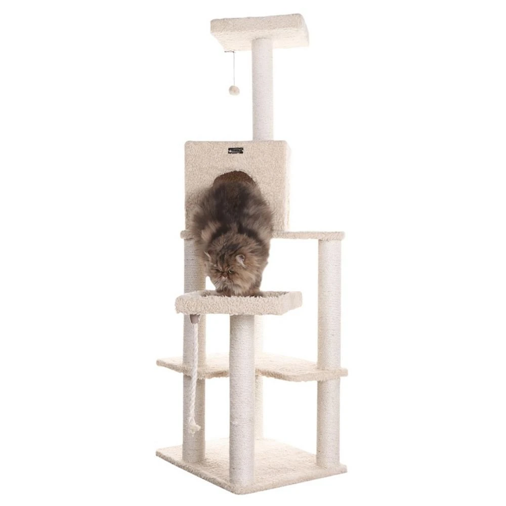 商品Armarkat|Real Wood Cat Tower, Ultra Thick Faux Fur Covered Cat Condo,价格¥1866,第1张图片