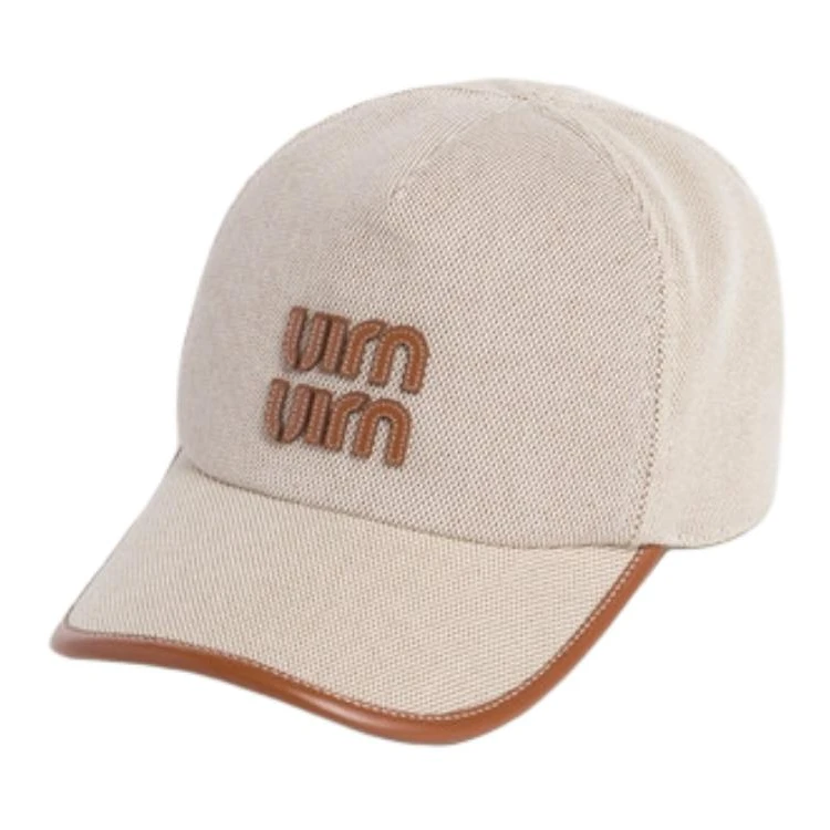 商品[国内直发] Miu Miu|缪缪 Logo印花 帆布 鸭舌帽 女款 自然色/白兰地色,价格¥3964,第1张图片