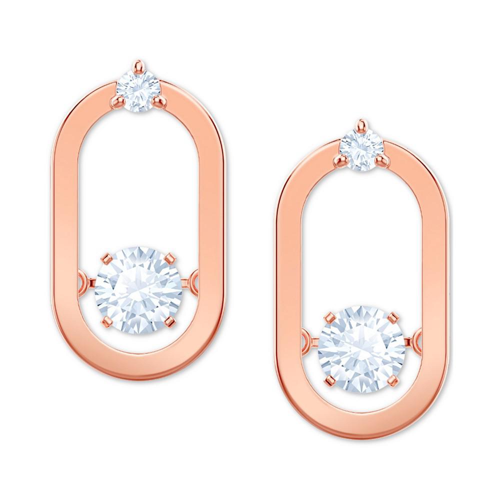 Rose Gold-Tone Crystal Oval Stud Earrings商品第1张图片规格展示