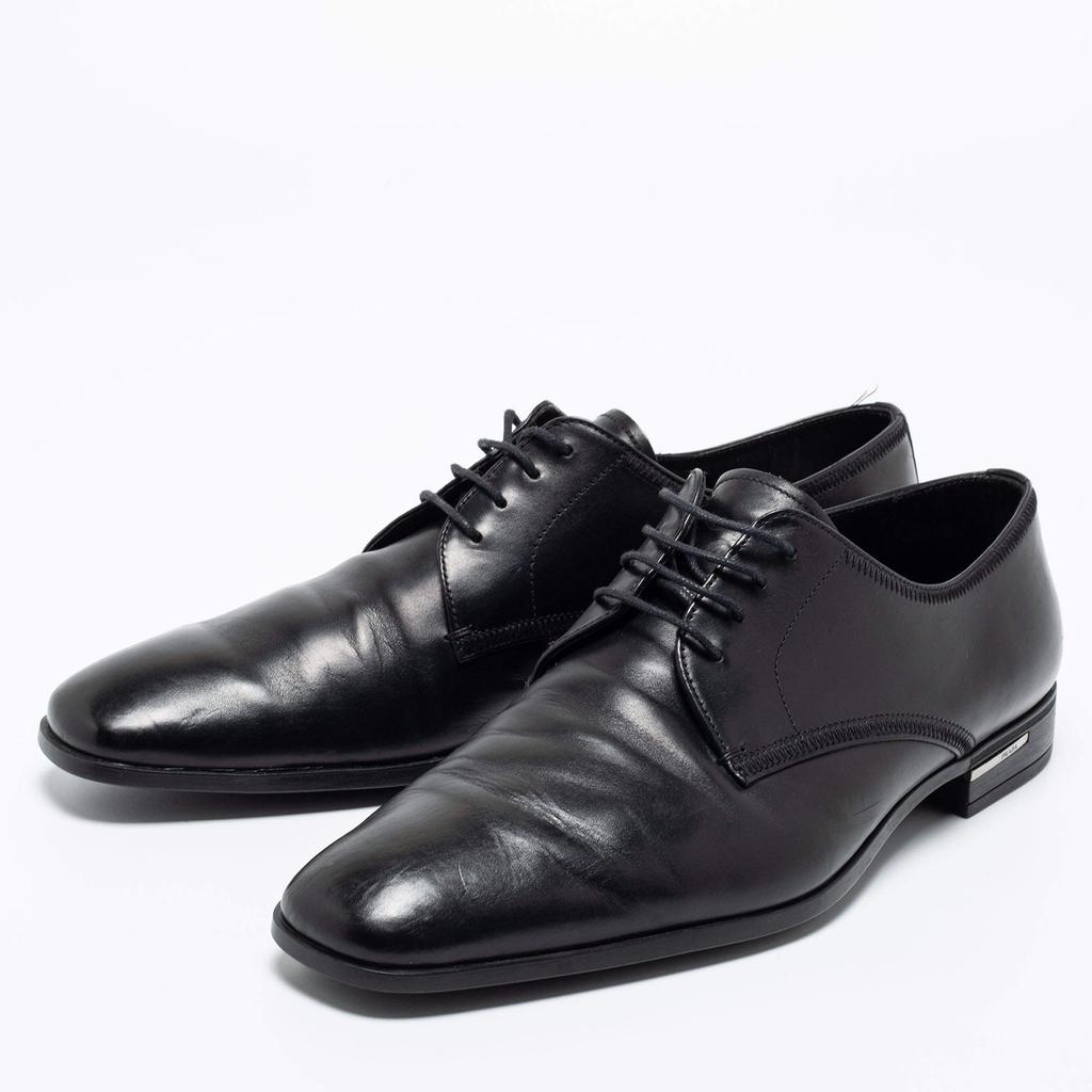 Prada Black Leather Lace Up Derby Size 42商品第1张图片规格展示